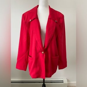 Vintage Lana Lee Red One Button Blazer with Shoulder Pads - Size 14